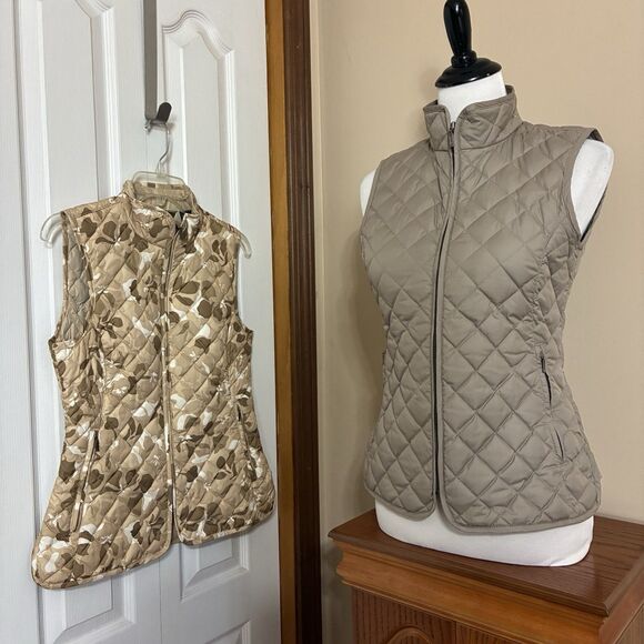 Eddie Bauer Women's XS Goose Down Quilted Vest Jacket Full Zip Set of Two - Picture 16 of 16